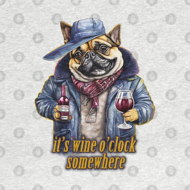 it's wine o'clock somewhere Dog wearing a jacket by JnS Merch Store